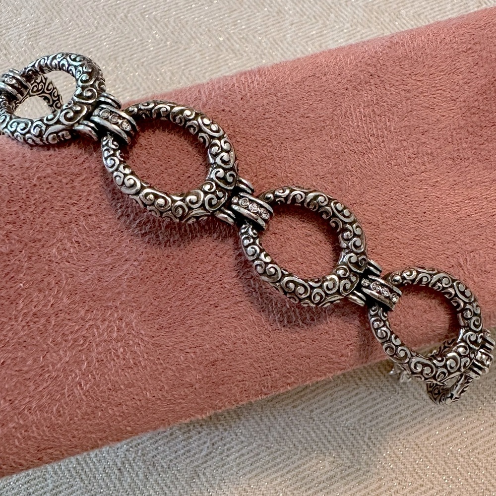 Retired Brighton Bracelet Cher Jazz Silver Swirls Crystal Links Romantic Western - Picture 3 of 11